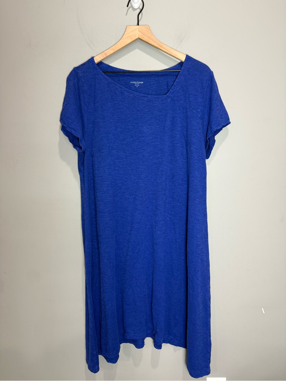 Eileen Fisher Hemp Organic Cotton Blue Tunic Dress Plus Size 1X
